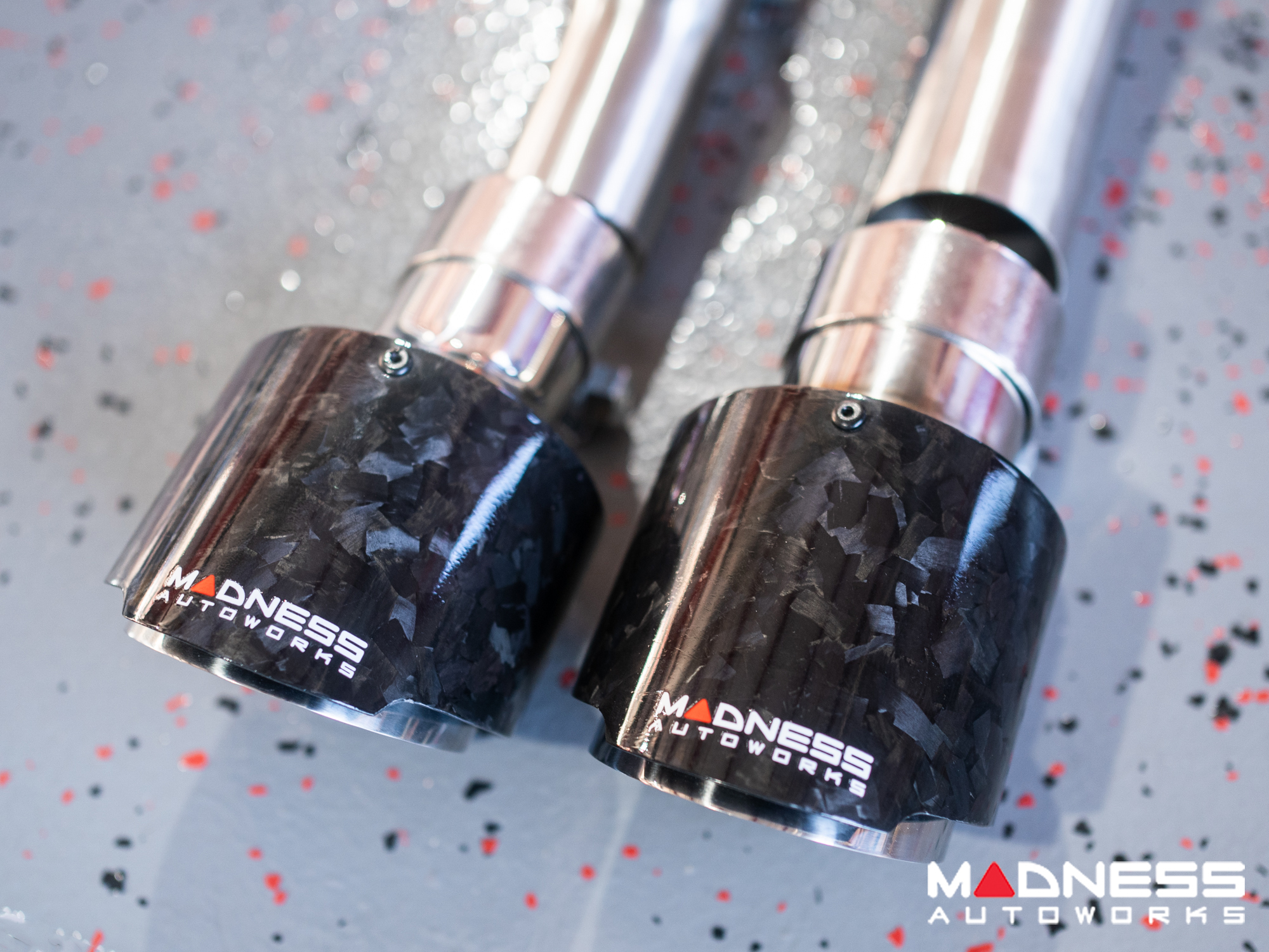 Jaguar F-TYPE Performance Exhaust System - MADNESS - 3.0L V6 - Dual Side Exit - Forged Carbon Fiber Exhaust Tips